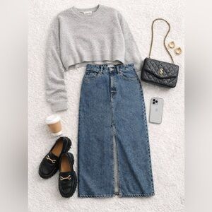 Zara Denim Midi Skirt – Small – 28” Waist (size 4-6)